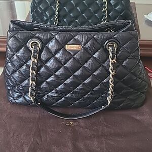 Kate Spade Black Quilted Shoulder Bag with Gold Chain